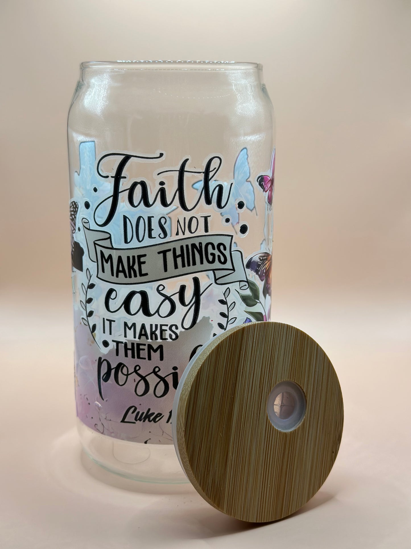 Faith Butterfly Glass Cup