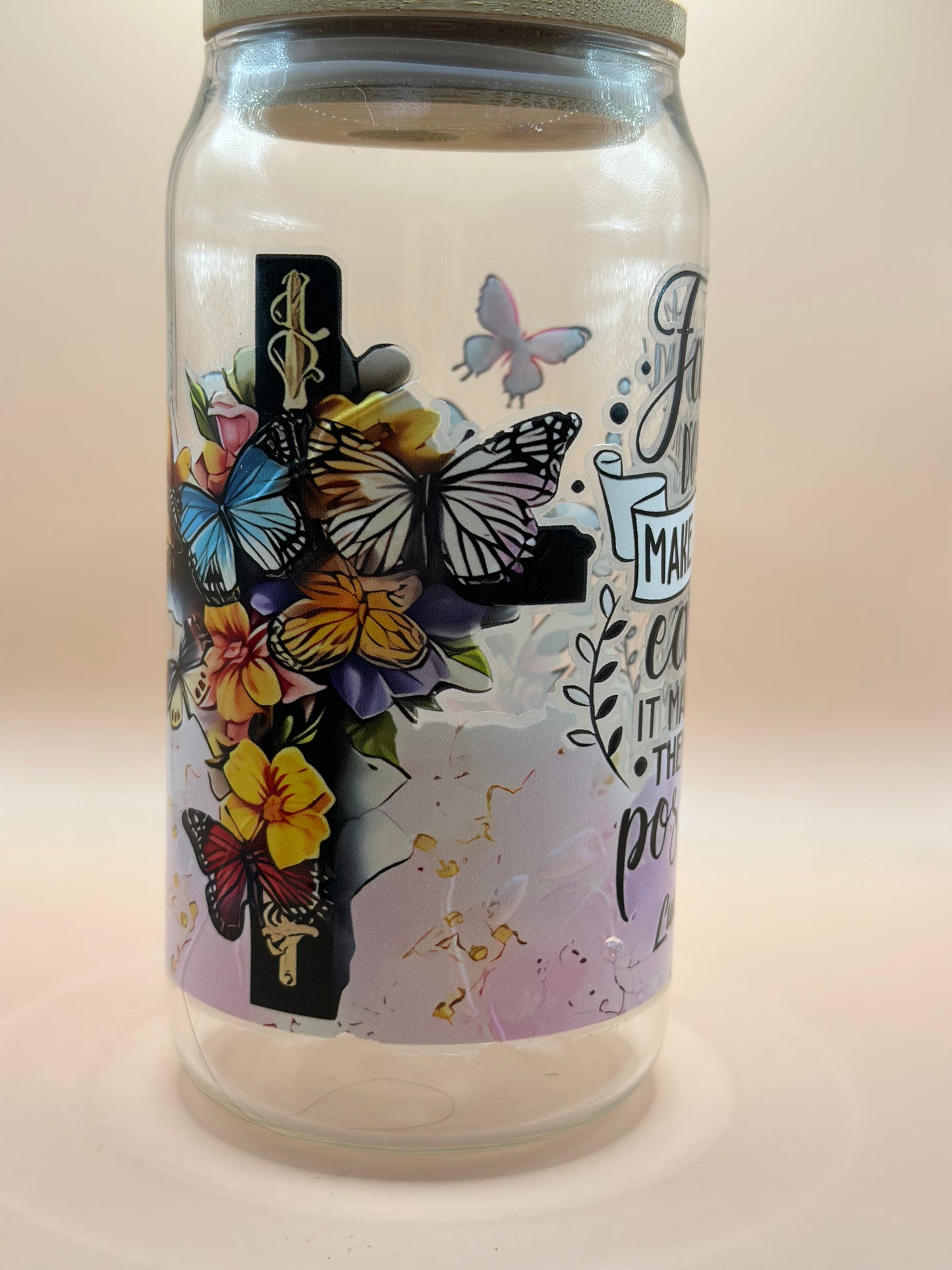 Faith Butterfly Glass Cup