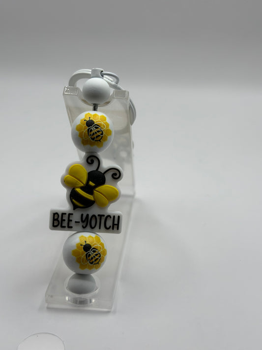 Bee-yotch Beaded Keychain