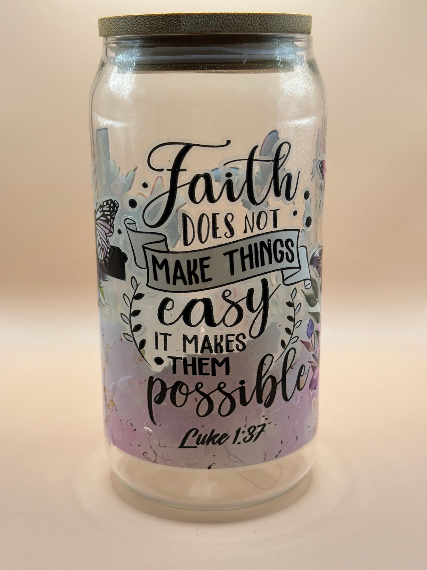 Faith Butterfly Glass Cup